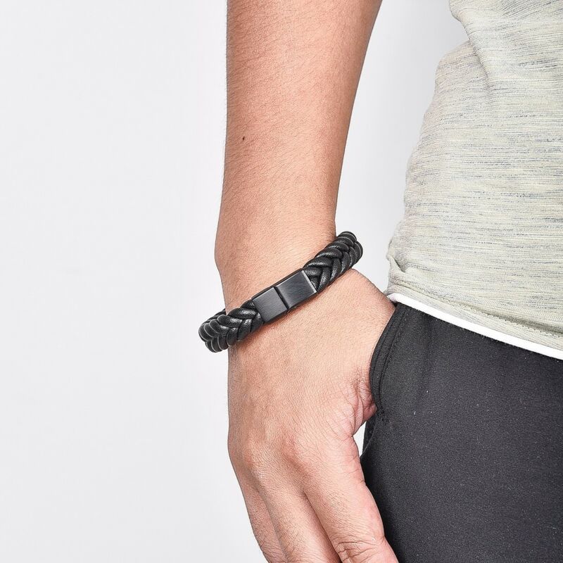 EBay nueva pulsera de piel de vaca de comercio exterior caliente moda hombres pulsera de cuero de Europa y América pulsera vintage tejida