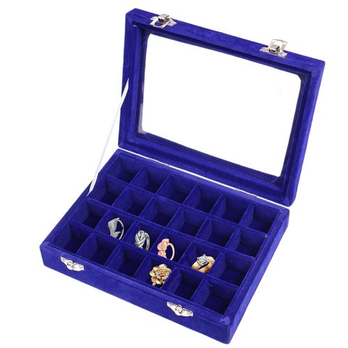 Silver double buckle small jewelry box jewelry box jewelry box earrings ring jewelry storage box 24-grid manicure box