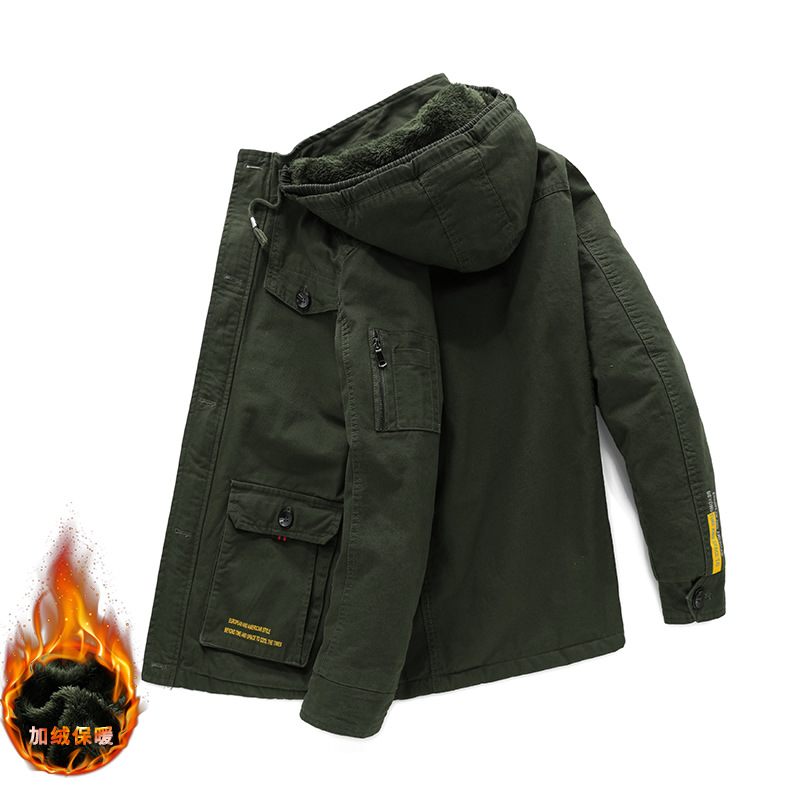 Abrigo de algodón acolchado de invierno para hombres con forro polar acolchado de mediana edad y ancianos ropa de trabajo rompevientos Algodón puro casual transfronterizo más tamaño marca de moda Abrigo acolchado de algodón