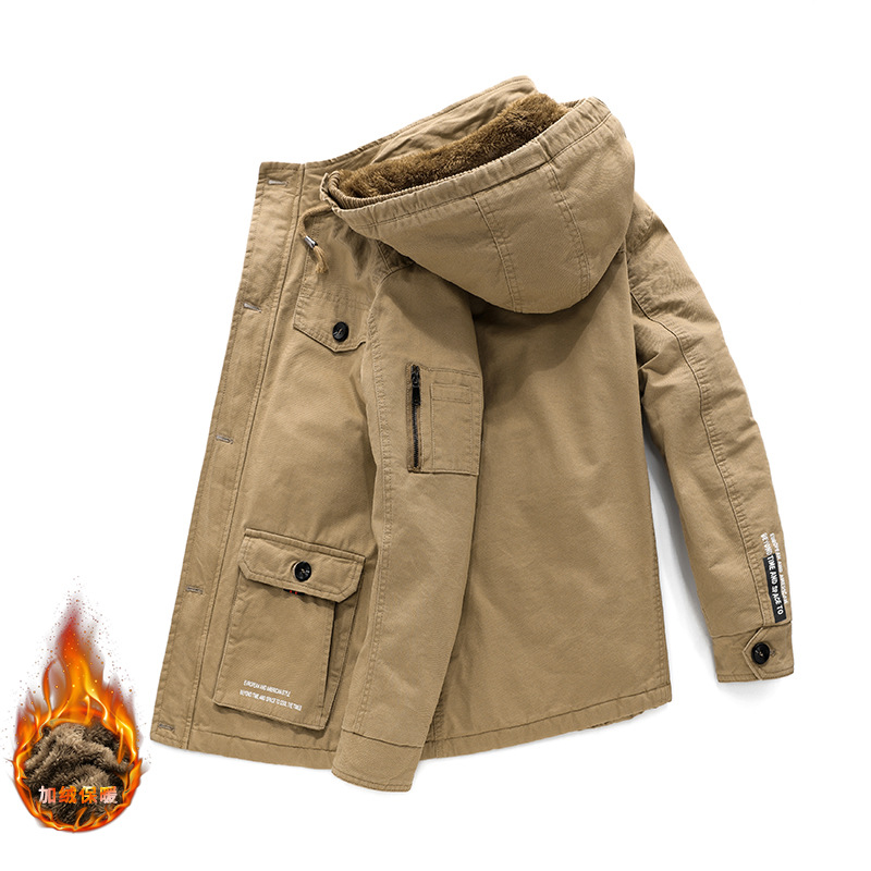 Abrigo de algodón acolchado de invierno para hombres con forro polar acolchado de mediana edad y ancianos ropa de trabajo rompevientos Algodón puro casual transfronterizo más tamaño marca de moda Abrigo acolchado de algodón