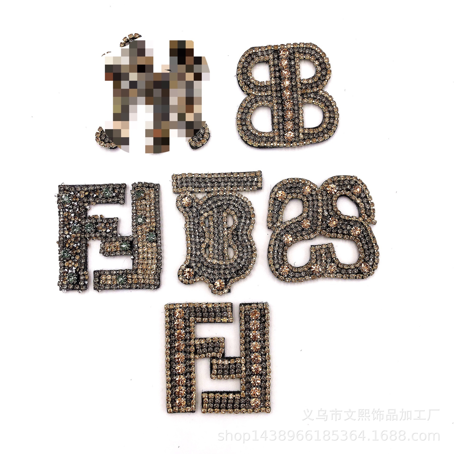 新款粘钻链时尚字母布贴鞋子服装包包辅料DIY装饰配件