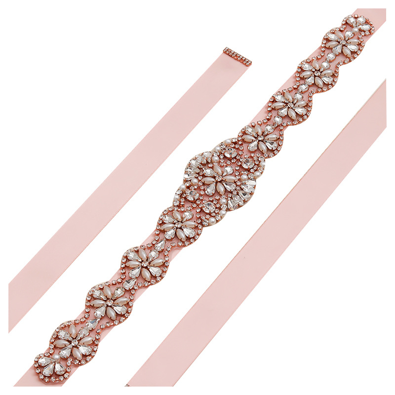 Fabricante en stock simple lujo perla rhinestone cintura sello popular cintura cadena diamante incrustado dama vestido Boda nupcial cinturón