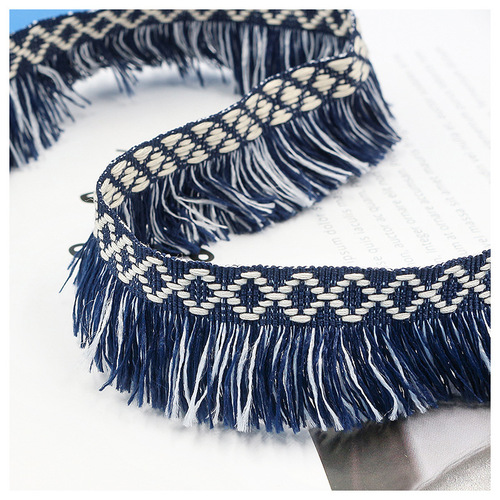 3cm Ethnic Style Bicolor Tassel Rhombus Shaped Fabric Curtain Fringe Ribbon Lace DIY Home Pillow Accessories