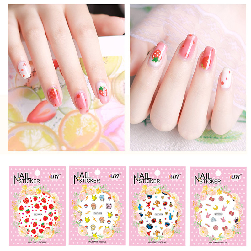 Manufacturer Wholesale 3D Nail Stickers Ins Style Fire Beast Four-Leaf Clover Rainbow Flower Nail Art Stickers Fresh and Simple