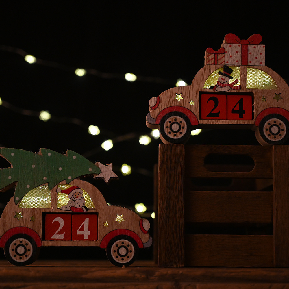 Maison & Jardin Haube Nouvelle décoration de Noël créative Ornements de calendrier de voiture en bois Compte à rebours de voiture pour les personnes âgées_voghion.com