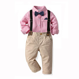 Осенний детский комплект, лонгслив, рубашка, галстук-бабочка, штаны, европейский стиль, 4 предмета