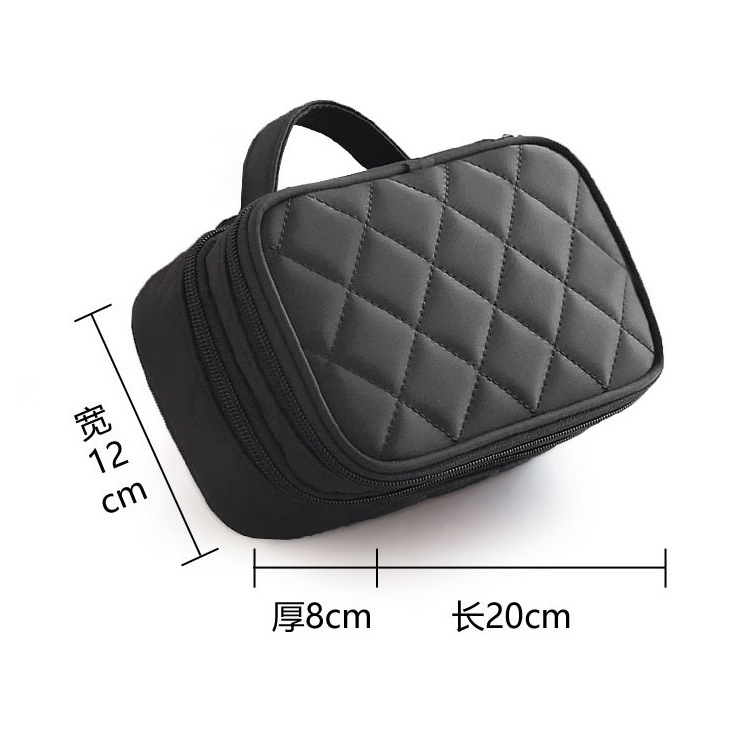 Impermeable bolsa de cosméticos de doble capa creativa geométrica rombo bolsa de lavado nueva bolsa de almacenamiento de nylon caja de cosméticos portátil al por mayor