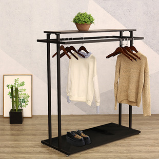 Clothing display stand floor Island shelf women's clothing shelf children's clothing double row shelf iron hanger coat rack special offer