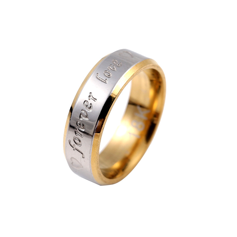 Anillo de acero de titanio transfronterizo femenino Corea del Sur moda para siempre amor pareja anillo corrosión oro joyería de acero inoxidable