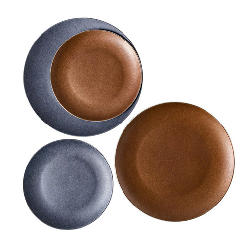 Cross-border Leather Texture Series Dinner Plate Creative Simple Model House Decoration Ceramic Plate Phnom Penh Light Luxurious Steak Western Food Plate
