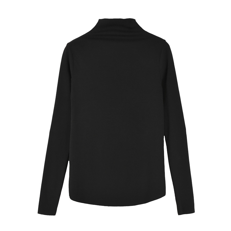 2023 cuello alto camisa de fondo de las mujeres de otoño e invierno de color sólido de manga larga Camiseta de las mujeres nuevo estilo coreano slim fit adelgazante versátil top