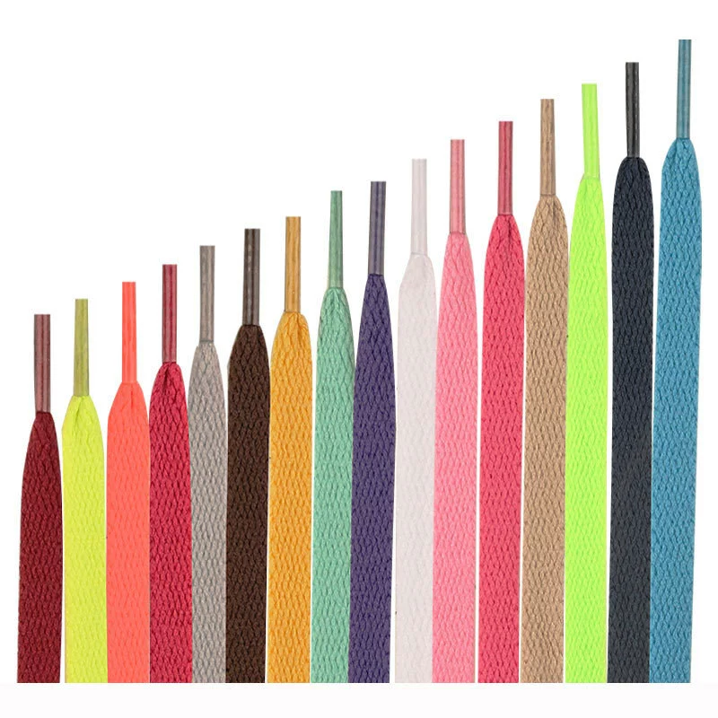 Оптовые поставки полиэстер-хлопковых шнурков от производителя, разноцветные плоские шнурки, шнурки для женской спортивной и повседневной обуви, шнурки для мужчин и женщин, шнурки для завязывания.