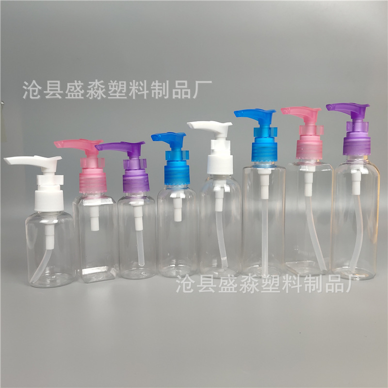 En stock PET 50 60 80ml 100mL prensa sub-botella de pico de pato loción botella de plástico botella de viaje