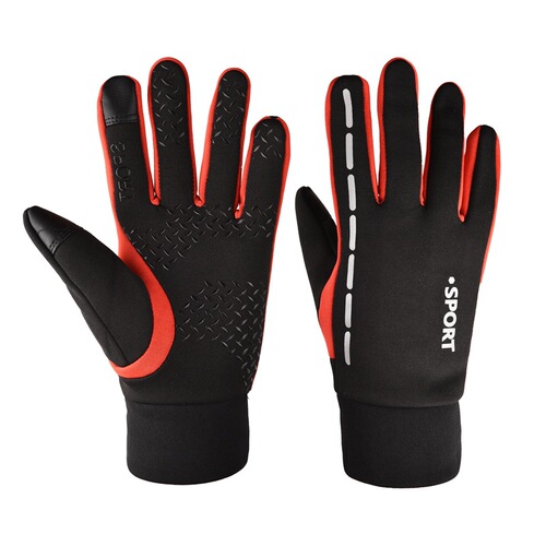 Cross-border autumn and winter waterproof, quilted warm, reflective outdoor cycling full-finger gloves for men and women, touch screen windproof gloves