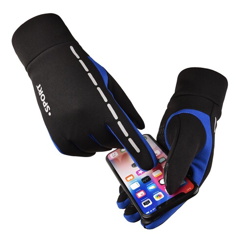 Cross-border autumn and winter waterproof, quilted warm, reflective outdoor cycling full-finger gloves for men and women, touch screen windproof gloves