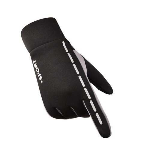 Cross-border autumn and winter waterproof, quilted warm, reflective outdoor cycling full-finger gloves for men and women, touch screen windproof gloves