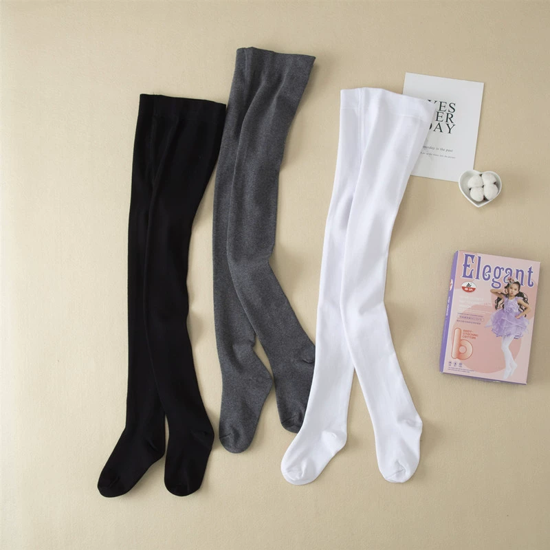 Warner вязаные колготки для девочек, леггинсы, студенческие белые танцевальные носки, эластичные детские однотонные носки с защитой от пиллинга