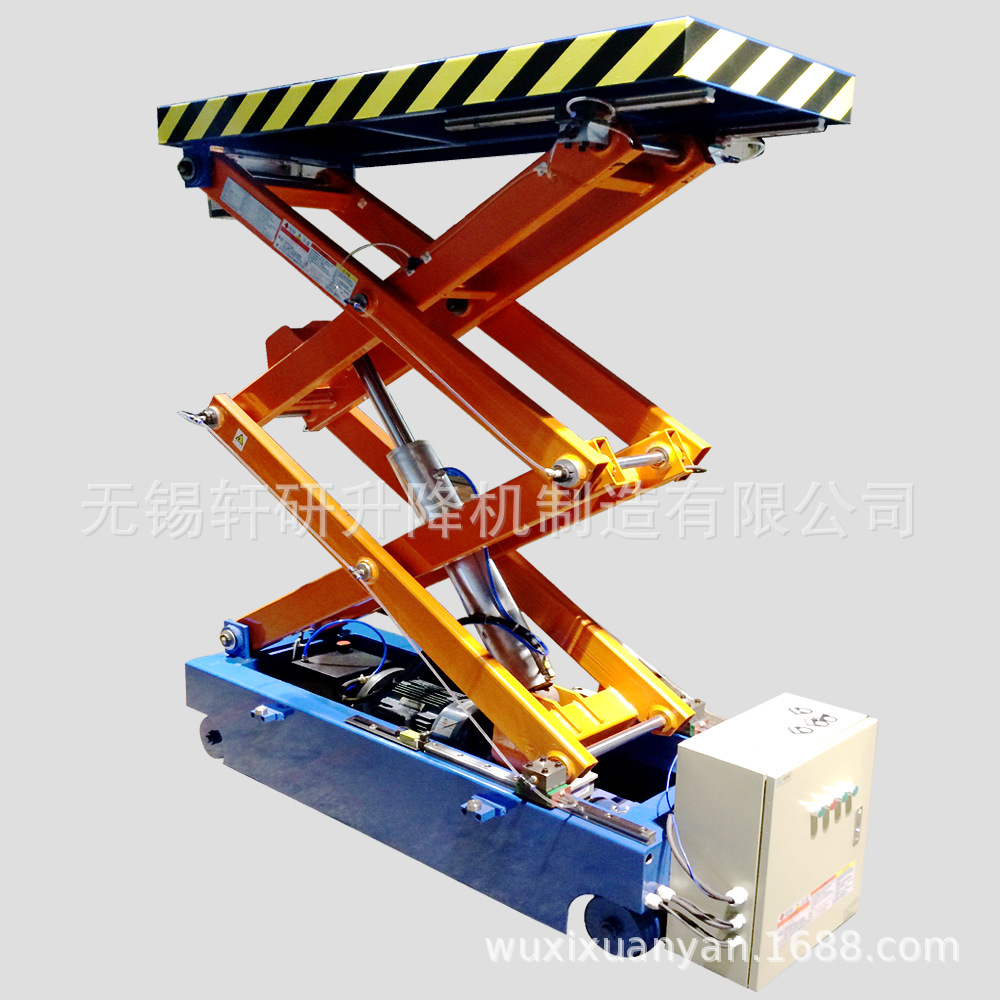 轨道电动行走升降平台 剪叉式轨道液压升降台 轨道行走升降机械
