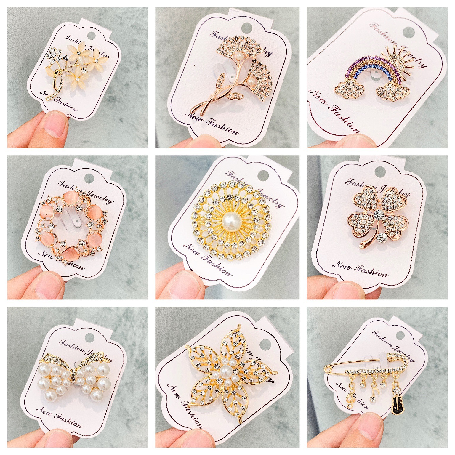 Creativo nuevo broche de alto grado de aleación rhinestone ramillete perla pin accesorios de moda fábrica directa en stock