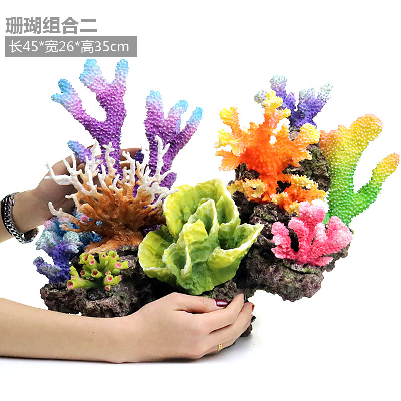 Pecera rocalla coral paisaje acuario simulación agua de mar decoración shell falso plantas acuáticas arrecife de coral agua paisaje paquete