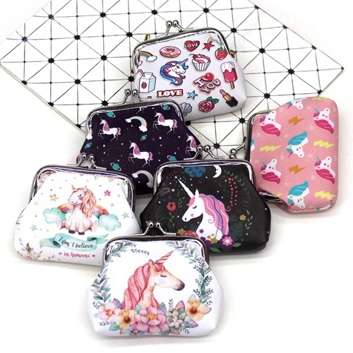 Unicorn Printed Coin Purse Cartoon Pegasus Student Coin Bag Women's Small Purse Children's Hand-held Creative Wallet