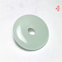 厂家玉石杂石石英岩玉吊坠挂件玉器礼品绿花色平安扣玉钱流苏2.8