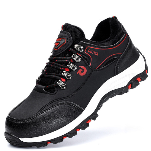 Winter labor protection shoes for men, anti-smash, puncture-resistant, wear-resistant, lightweight, comfortable, non-slip, velvet, steel toe-cap protective shoes, work shoes