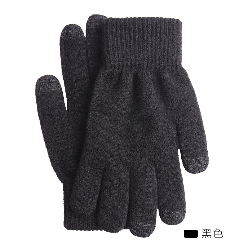 Nuevos guantes de punto caliente hombres y mujeres Otoño e Invierno lana gruesa guantes de pantalla táctil de lana gruesa