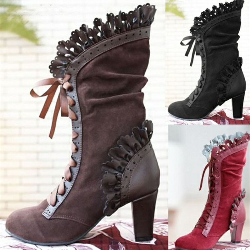 Amazon supply wish new foreign trade large size knee-length boots European and American lace leather boots women's boots Amazon supply wish new foreign trade large size knee-length boots European and American lace leather boots women's boots
