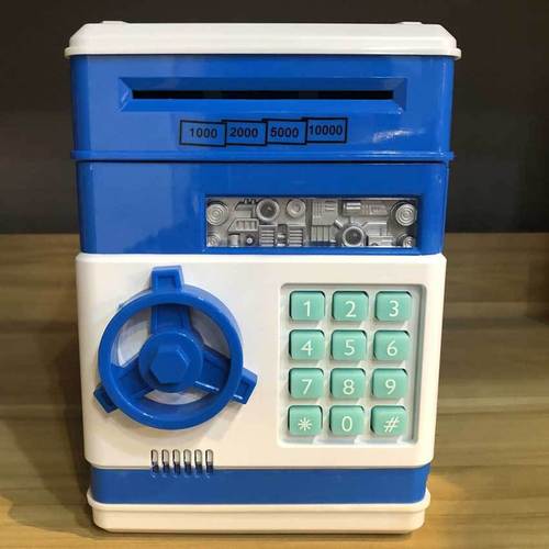 儿童卡通密码箱存钱罐atm机保险柜音乐自动卷钱储蓄罐存款机玩具