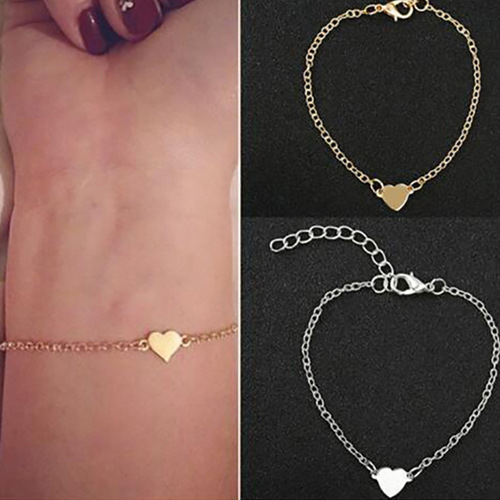 European and American New Products Simple Sexy Heart Shape Love Heart Hand Chain Alloy Bracelet for Women