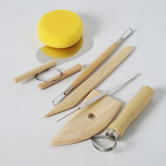 Pottery Wood Tools Sponge 8-Piece Set Beginner Handmade Pottery Wheel Clay Sculpting Beginner Set Factory Wholesale
