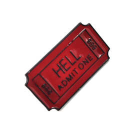欧美666 HELL ADMIT ONE 创意徽章胸针 牛仔夹克包包百搭胸针