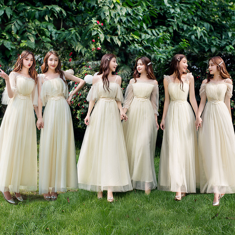 Champagne-Colored In-Stock Long Bridesmaid Dresses 2026 New Style Bridesmaid Group Sister Dresses Slimming Host Dresses Wedding Dresses Champagne-Colored In-Stock Long Bridesmaid Dresses 2026 New Style Bridesmaid Group Sister Dresses Slimming Host Dresses Wedding Dresses