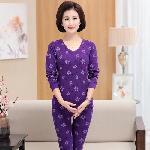 Pajama set for middle-aged and elderly women, 100% cotton, warm and cozy, suitable for mothers and grandmothers, including top and bottom sets.