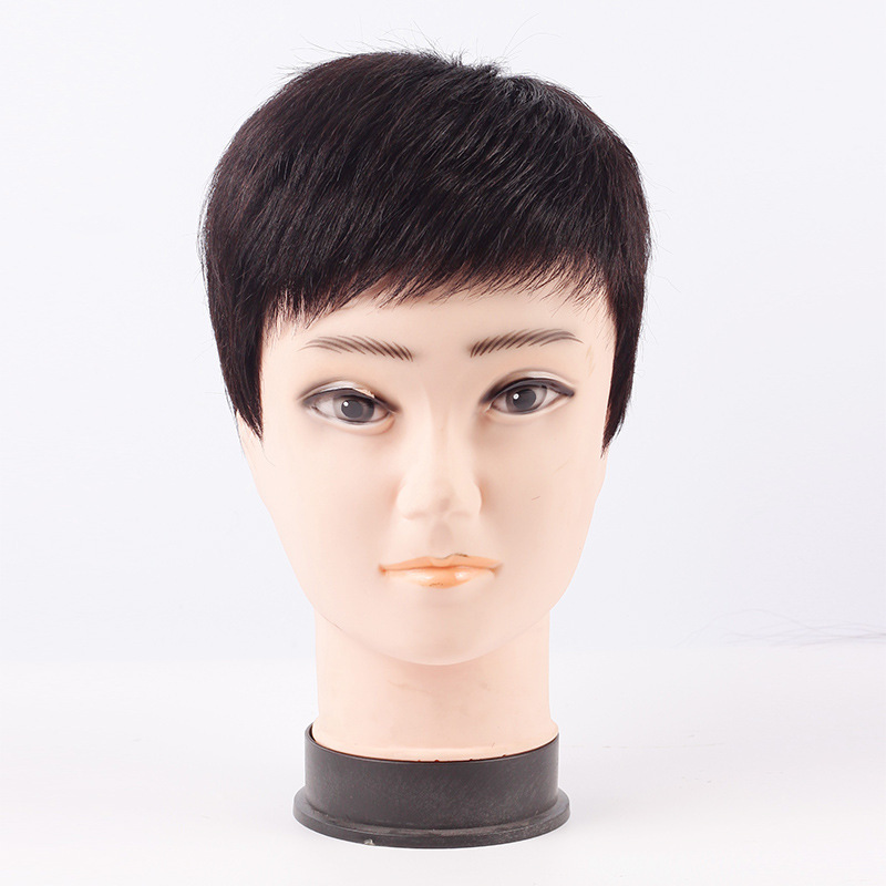 Wig Men's Short Hair Korean Handsome Middle-aged and Elderly Men's Wig Real-life Silk Flat Hair Cinch Head Wig Headgear