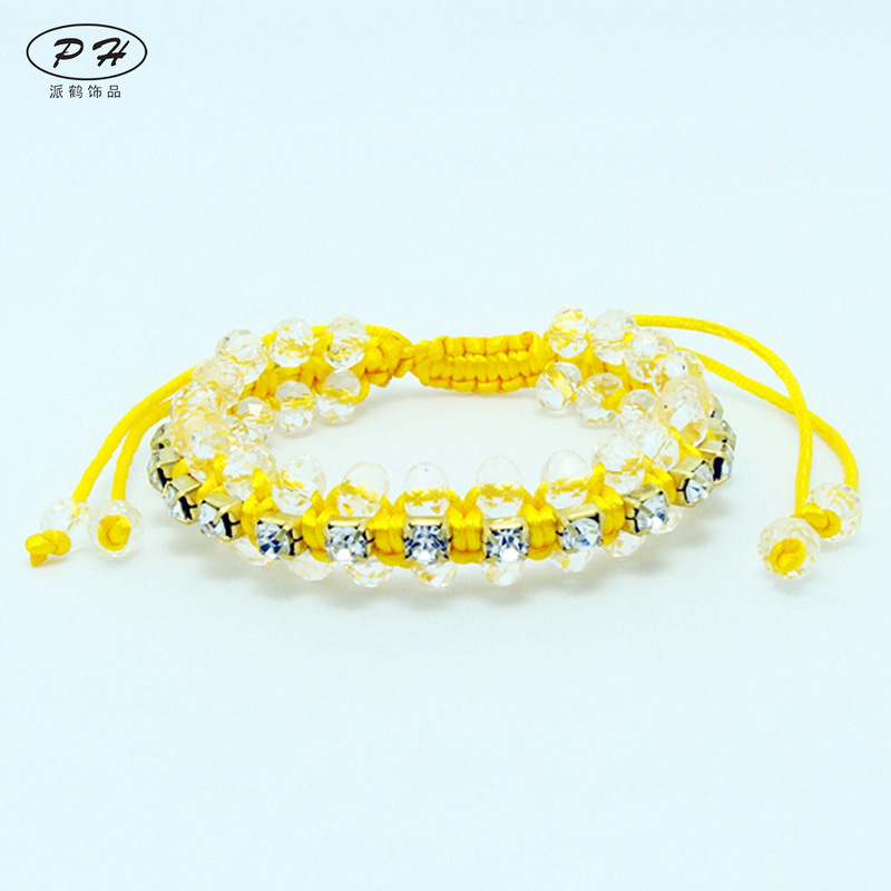 European and Korean Simple and Fashionable Crystal Beaded Woven Bracelet with Adjustable Rhinestone Chain Friendship Bracelet Cross-Border Promotional Gift