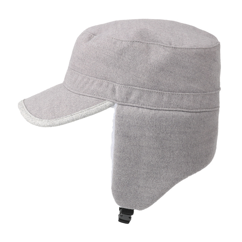 Men's Outdoor Cycling Versatile Foldable Woolen Retro Peaked Cap Women's Ear Protection Lambswool Hat