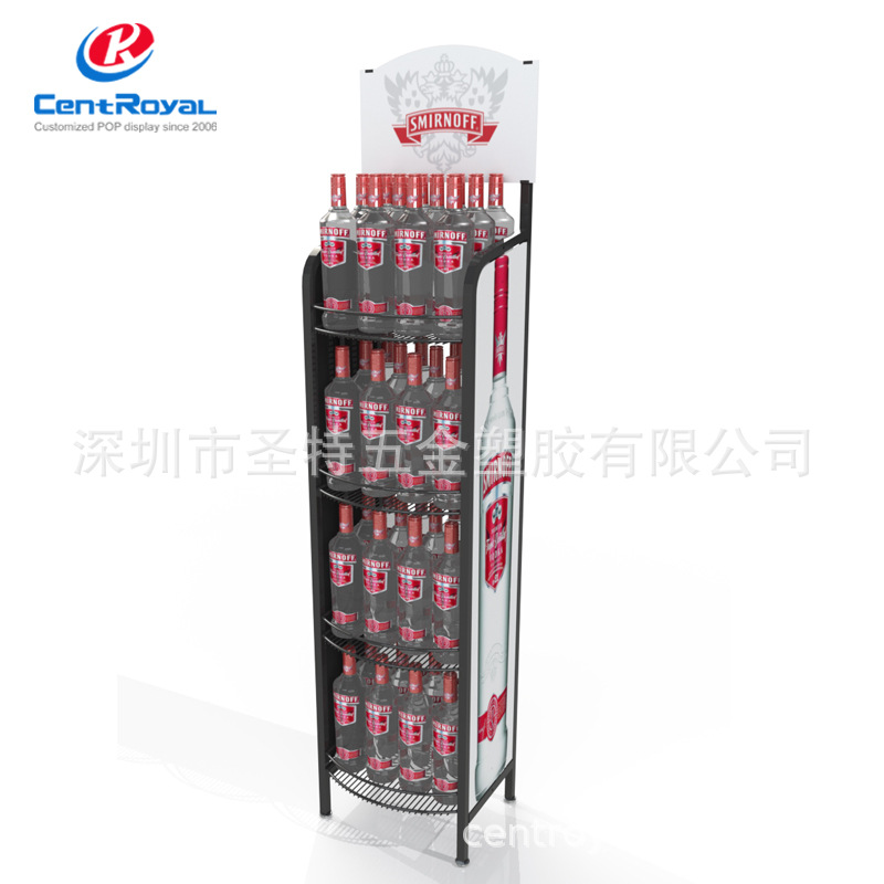 专业生产 金属展示架 4层金属架 超市酒水金属货架 牛奶果汁货柜