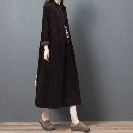 Кардуровый длинный рукав oversize длинное платье, осенний отдых, варианты размера 2XL
