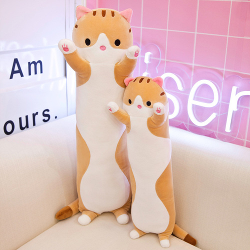 Cross-border foreign trade wholesale long cat pillow plush toy large sleeping doll birthday gift for girls