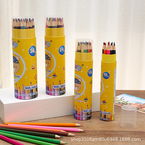 Factory direct sales creative barrel colored pencils 12 colors 24 colors 36 colors 48 colors lead set student painting pencils