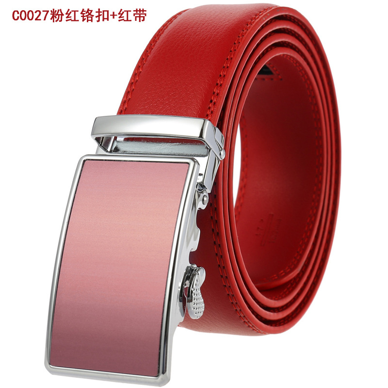 C0027 pink chrome buckle+red belt