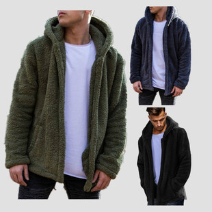 Spot 2018 European and American Export Autumn and Winter New Men's Clothing Amazon Warm Plush Hooded Jacket W105