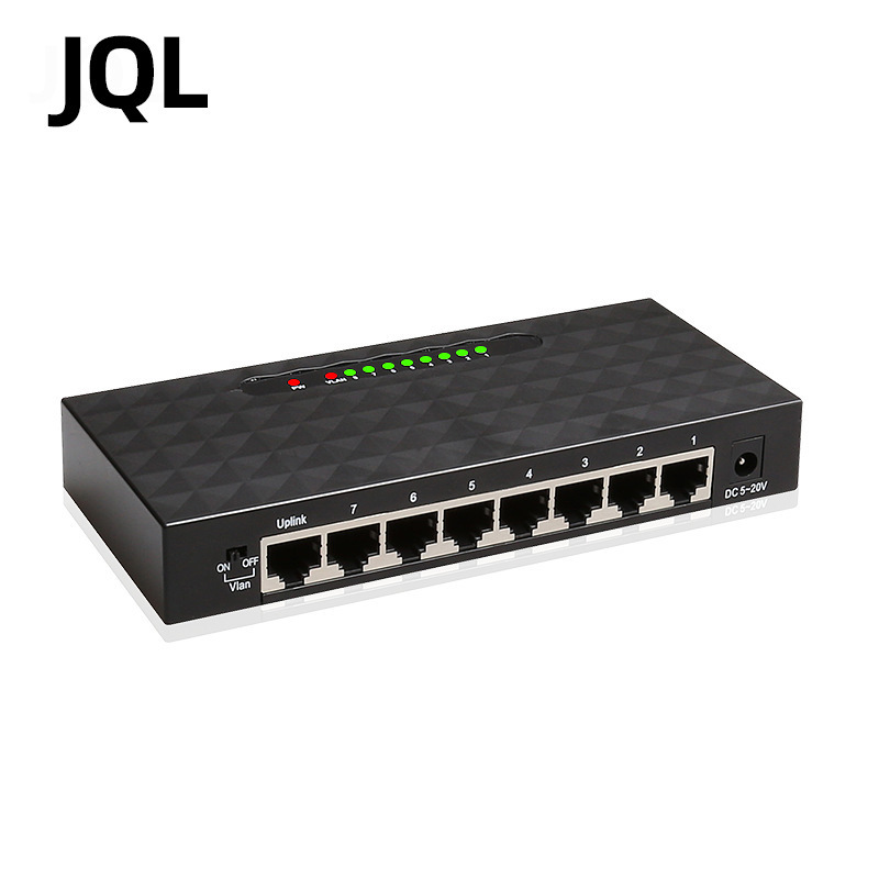 Export hot plastic shell 8-port 1000m Gigabit Ethernet set-free fast network intelligent Vlan switch