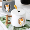 Cartoon ceramics, trend coffee cup for beloved suitable for men and women with glass