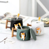 Cartoon ceramics, trend coffee cup for beloved suitable for men and women with glass