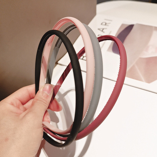 Korean new style simple fine-edged frosted hairband Morandi color non-slip face wash headband versatile hair press hairpin