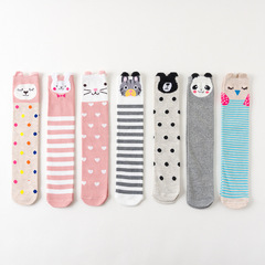 New Korean Spring and Autumn Over-the-Knee Cartoon Straight Children's Mid-Tube Socks Three-dimensional Ear Girls' Sock Covers Children's Socks Manufacturer