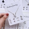 Necklace, chain for key bag , earrings, pendant, set, internet celebrity, Korean style, simple and elegant design